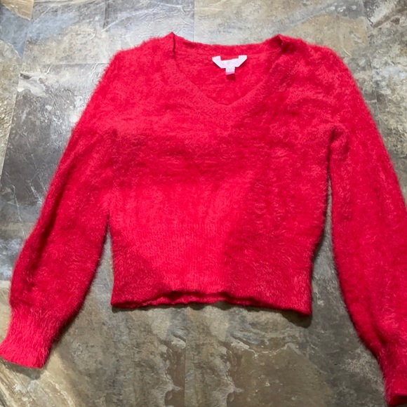 Fuzzy Red Sweater No Boundaries Xs 